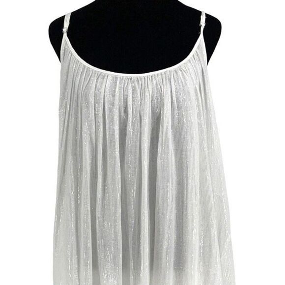 Debbie Katz Womens Tierred Pleated Sleeveless Boho Maxi Dress White Silver Size - Picture 2 of 7